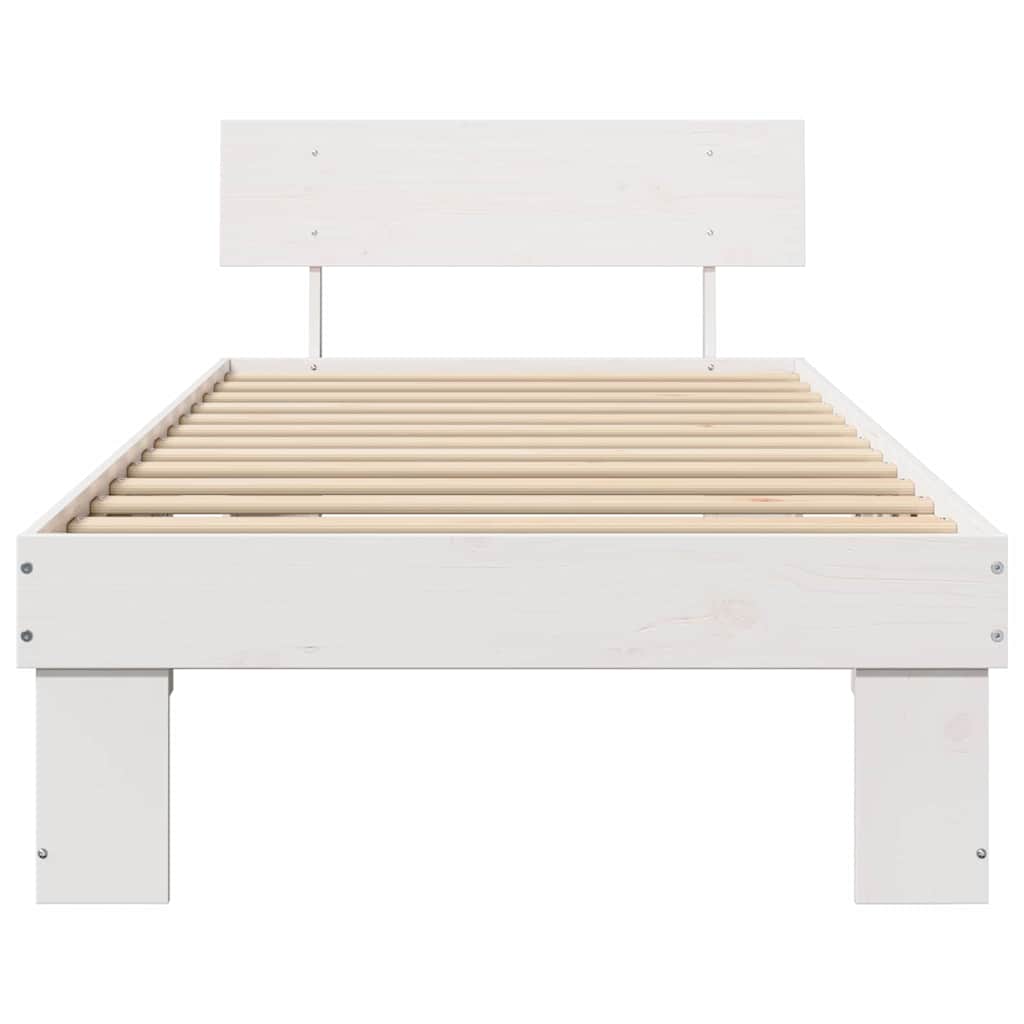 Bettgestell mit Kopfteil Weiß 75 x 190 cm Massivholz Kiefer