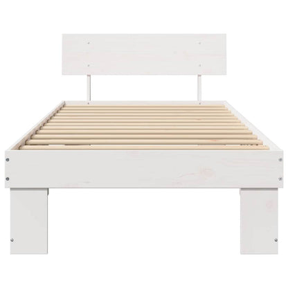 Bettgestell mit Kopfteil Weiß 75 x 190 cm Massivholz Kiefer