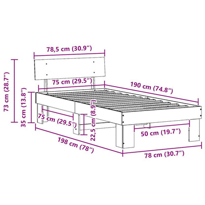 Bettgestell Wachsbraun 75 x 190 cm Massivholz Kiefer