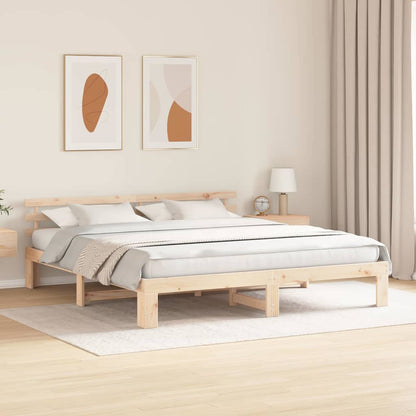 Bettgestell mit Kopfteil Braun 200 x 200 cm Massivholz Kiefer