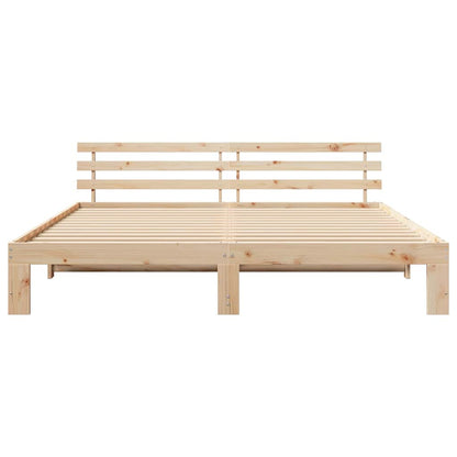 Bettgestell mit Kopfteil Braun 200 x 200 cm Massivholz Kiefer