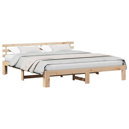 Bettgestell mit Kopfteil Braun 200 x 200 cm Massivholz Kiefer