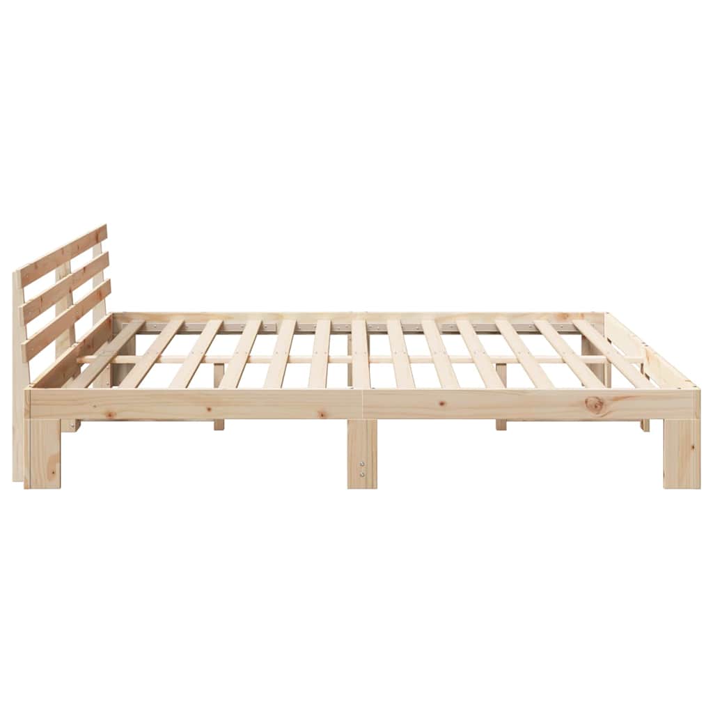Bettgestell mit Kopfteil Braun 200 x 200 cm Massivholz Kiefer