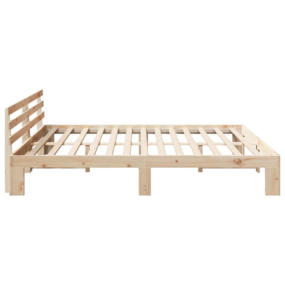 Bettgestell mit Kopfteil Braun 200 x 200 cm Massivholz Kiefer