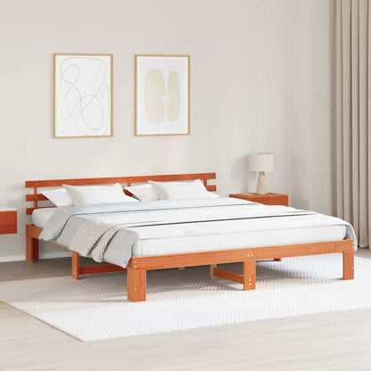 Bettgestell mit Kopfteil Braun 200 x 200 cm Massivholz Kiefer