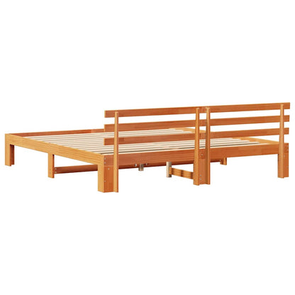 Bettgestell mit Kopfteil Braun 200 x 200 cm Massivholz Kiefer