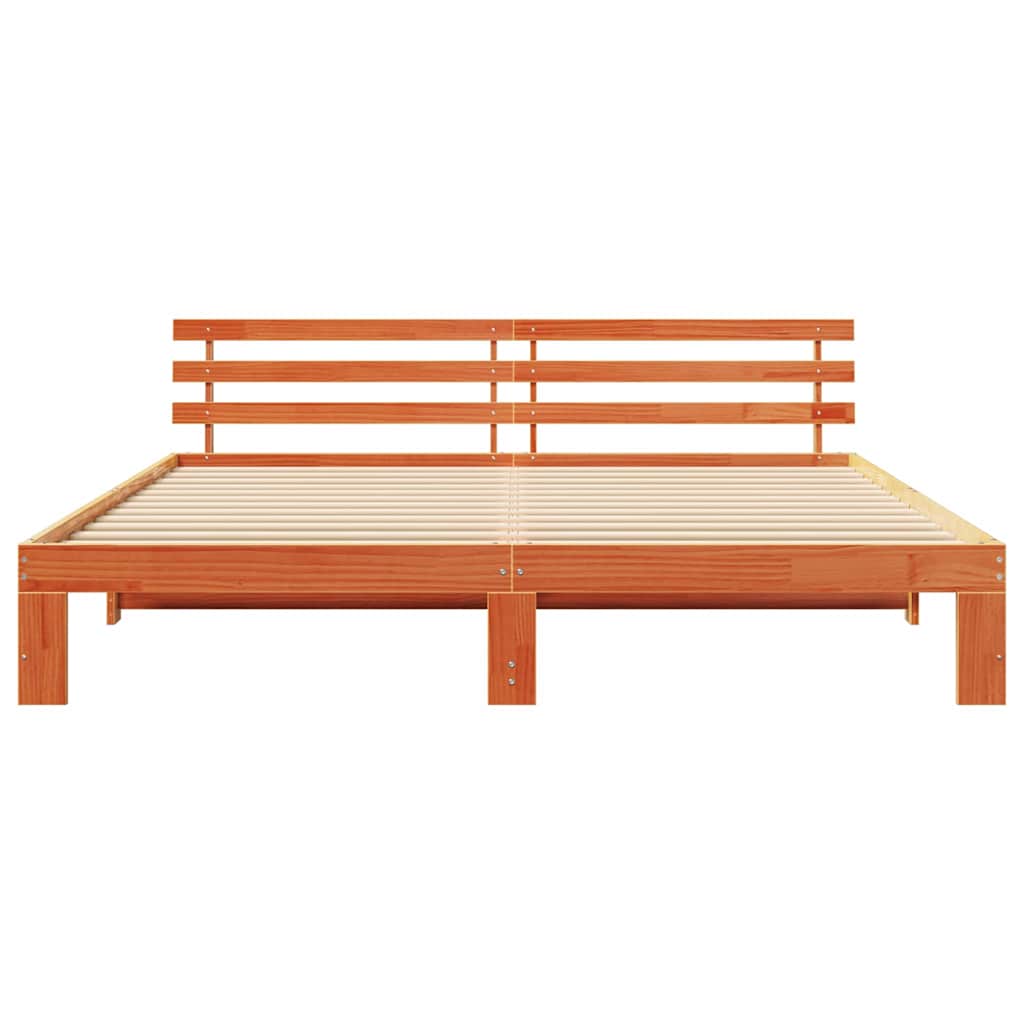 Bettgestell mit Kopfteil Braun 200 x 200 cm Massivholz Kiefer