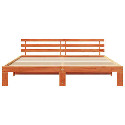 Bettgestell mit Kopfteil Braun 200 x 200 cm Massivholz Kiefer