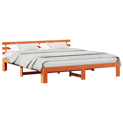 Bettgestell mit Kopfteil Braun 200 x 200 cm Massivholz Kiefer