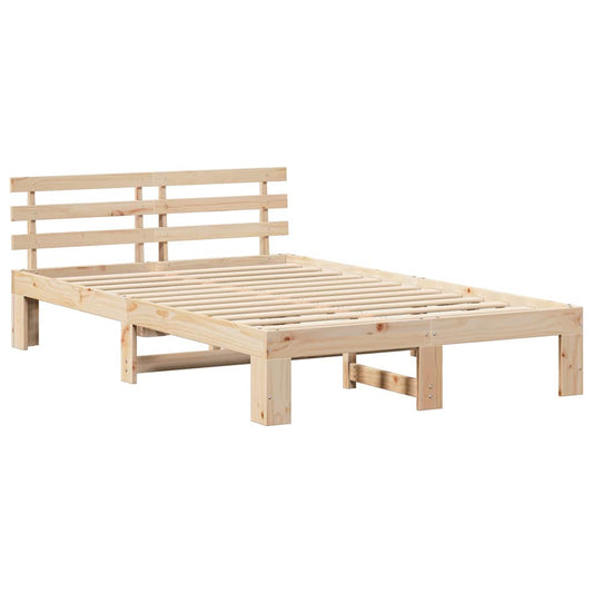Bettgestell mit Kopfteil Creme 140 x 190 cm Massivholz Kiefer