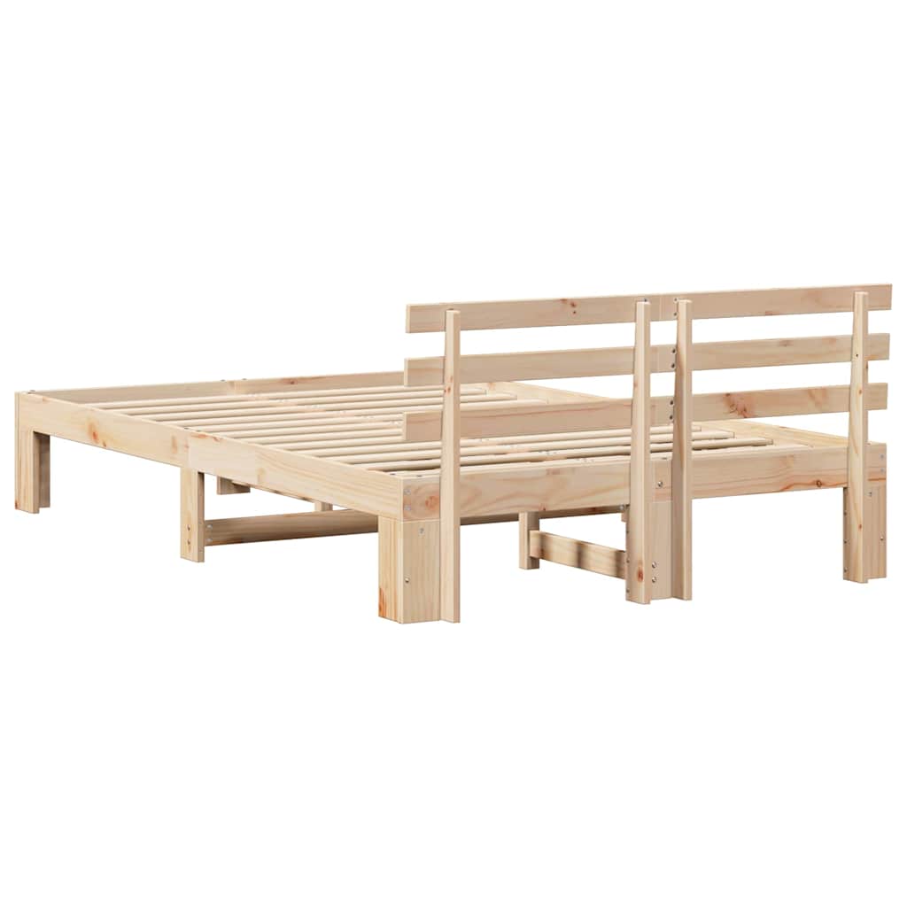 Bettgestell mit Kopfteil Creme 140 x 190 cm Massivholz Kiefer