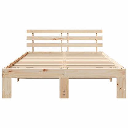 Bettgestell mit Kopfteil Creme 140 x 190 cm Massivholz Kiefer