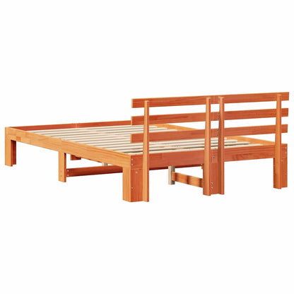 Bettgestell mit Kopfteil Braun 140 x 190 cm Massivholz Kiefer