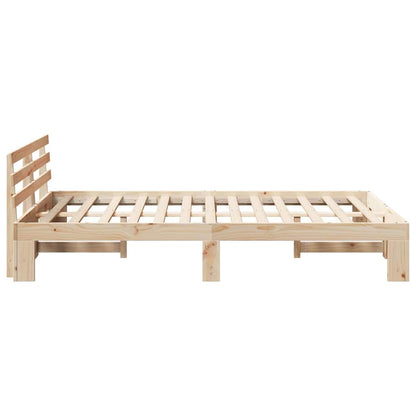 Bettgestell mit Kopfteil Braun 135 x 190 cm Massivholz Kiefer