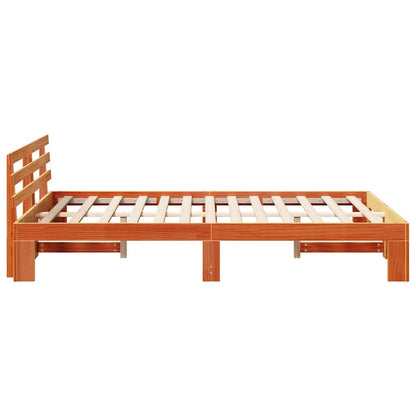 Bettgestell mit Kopfteil Braun 135 x 190 cm Massivholz Kiefer