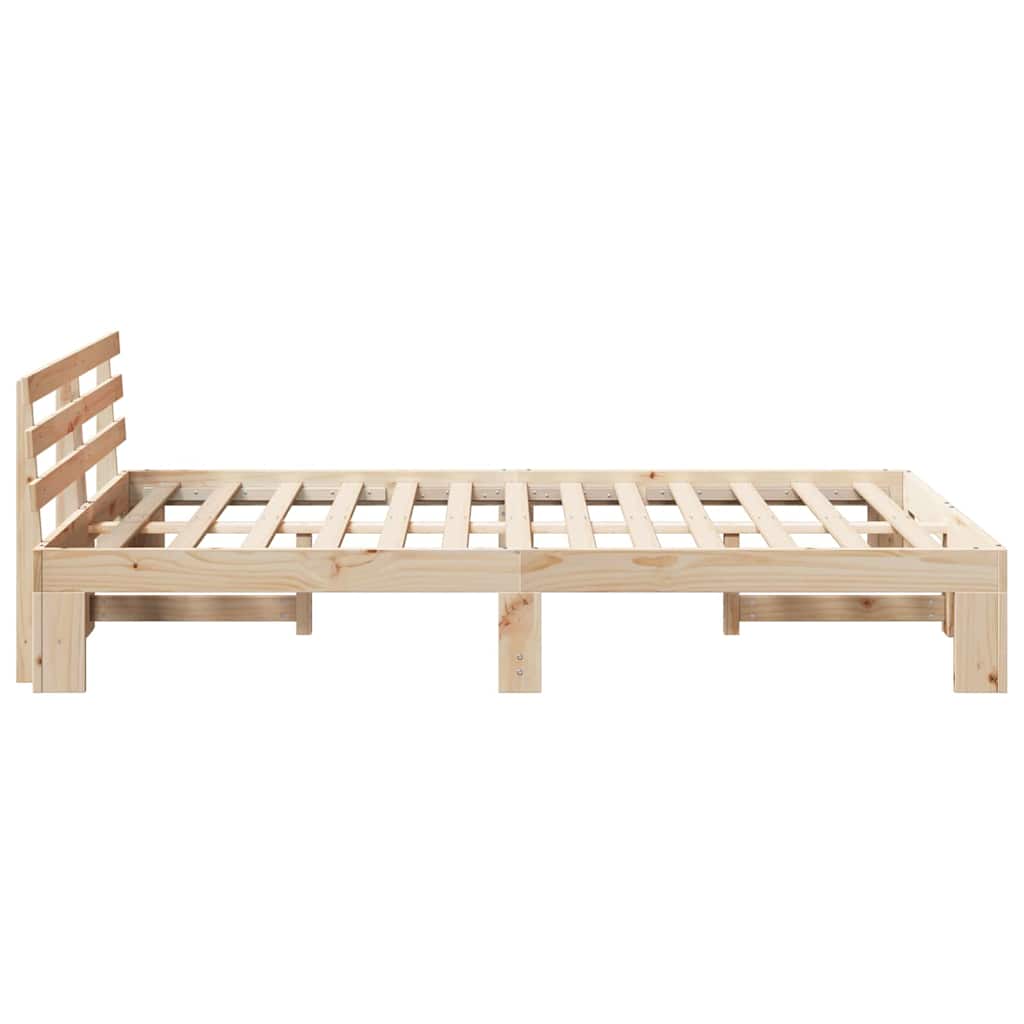 Bettgestell mit Kopfteil Braun 120 x 190 cm Massivholz Kiefer