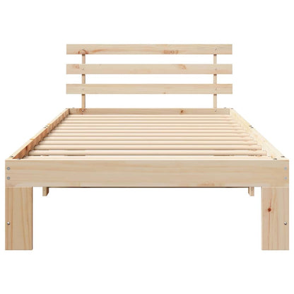 Bettgestell mit Kopfteil Braun 90 x 200 cm Massivholz Kiefer