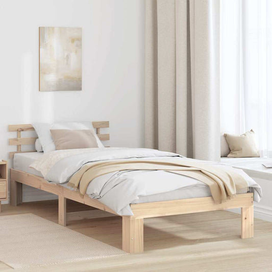 Bettgestell mit Kopfteil Braun 75 x 190 cm Massivholz Kiefer