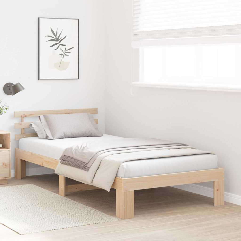 Bettgestell mit Kopfteil Braun 75 x 190 cm Massivholz Kiefer