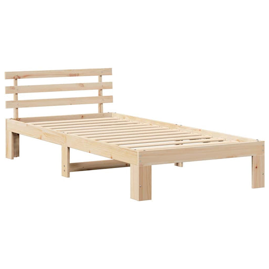 Bettgestell mit Kopfteil Braun 75 x 190 cm Massivholz Kiefer