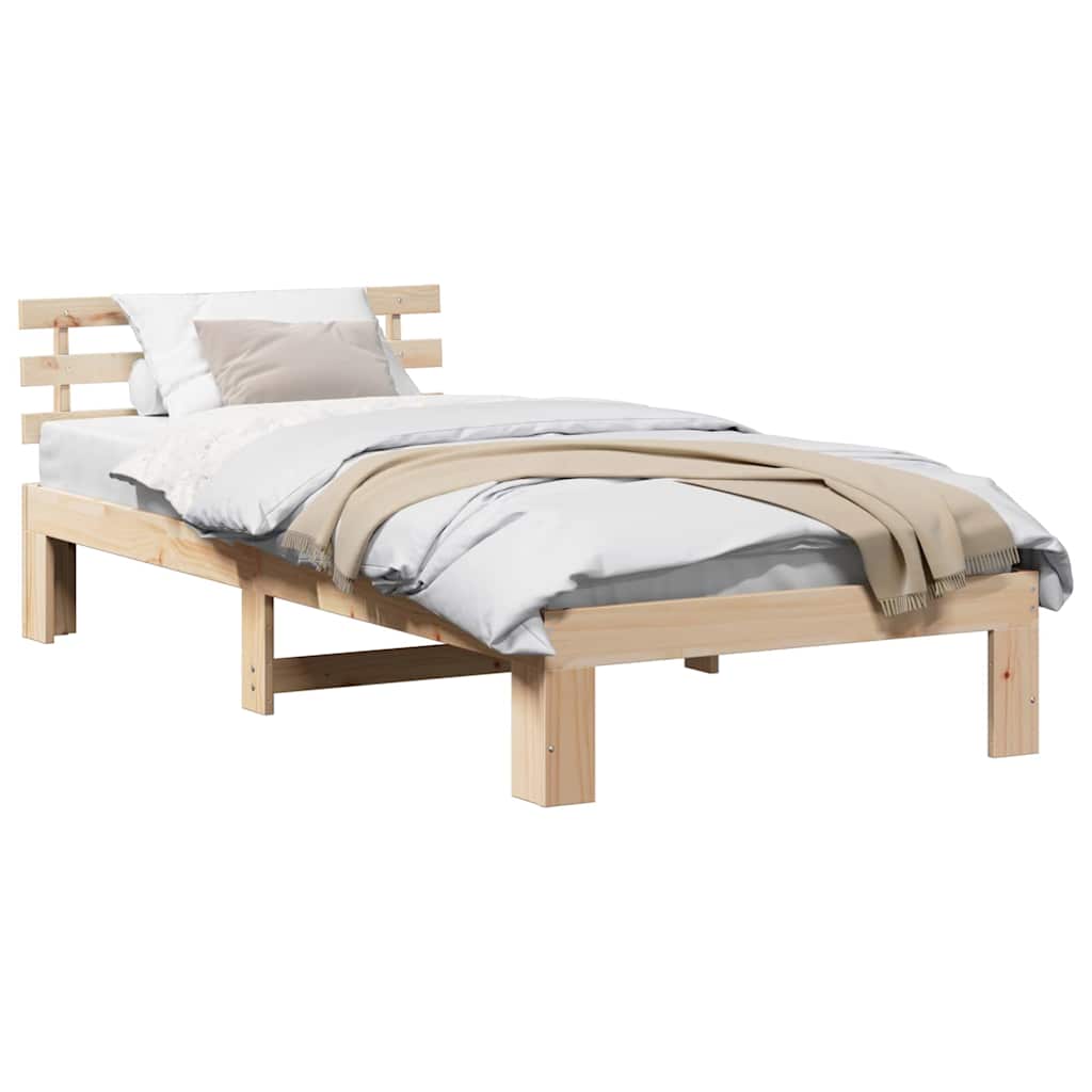 Bettgestell mit Kopfteil Braun 75 x 190 cm Massivholz Kiefer
