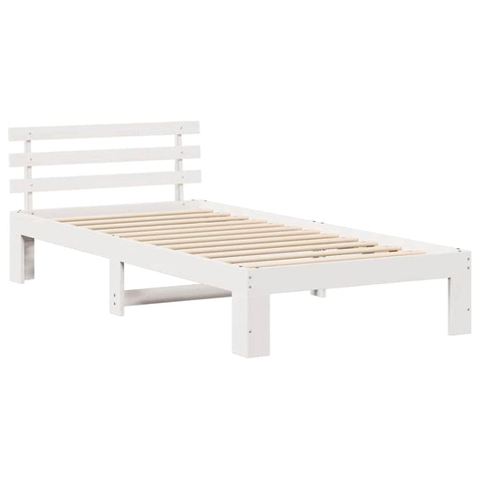 Bettgestell mit Kopfteil Weiß 75 x 190 cm Massivholz Kiefer
