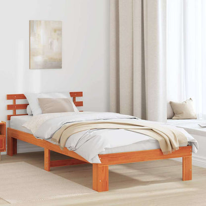 Bettgestell mit Kopfteil Braun 75 x 190 cm Massivholz Kiefer