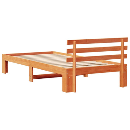 Bettgestell mit Kopfteil Braun 75 x 190 cm Massivholz Kiefer