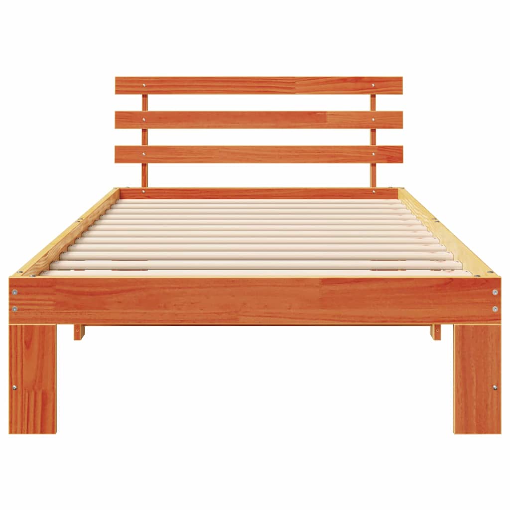 Bettgestell mit Kopfteil Braun 75 x 190 cm Massivholz Kiefer