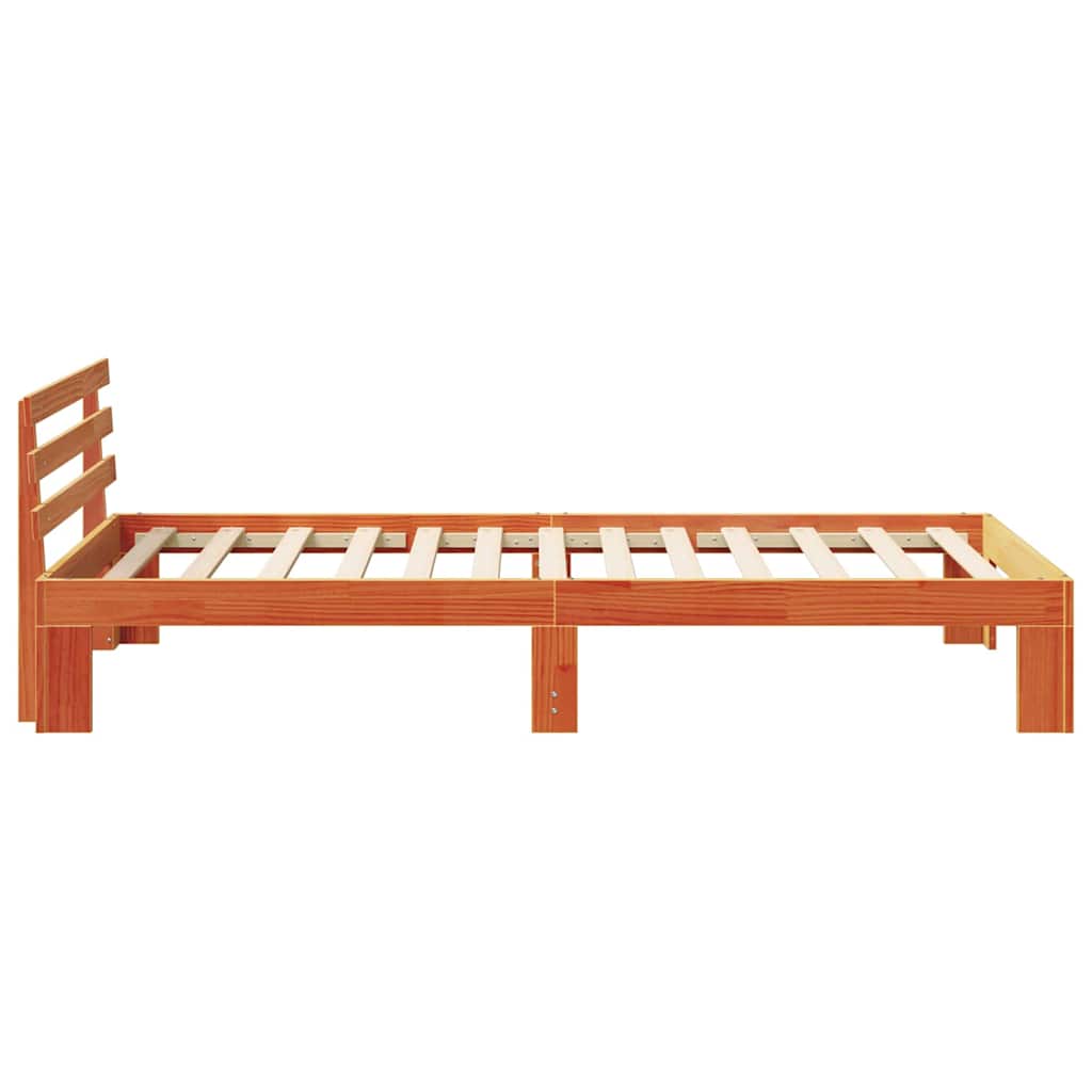 Bettgestell mit Kopfteil Braun 75 x 190 cm Massivholz Kiefer