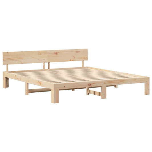 Bettgestell mit Kopfteil Braun 200 x 200 cm Massivholz Kiefer