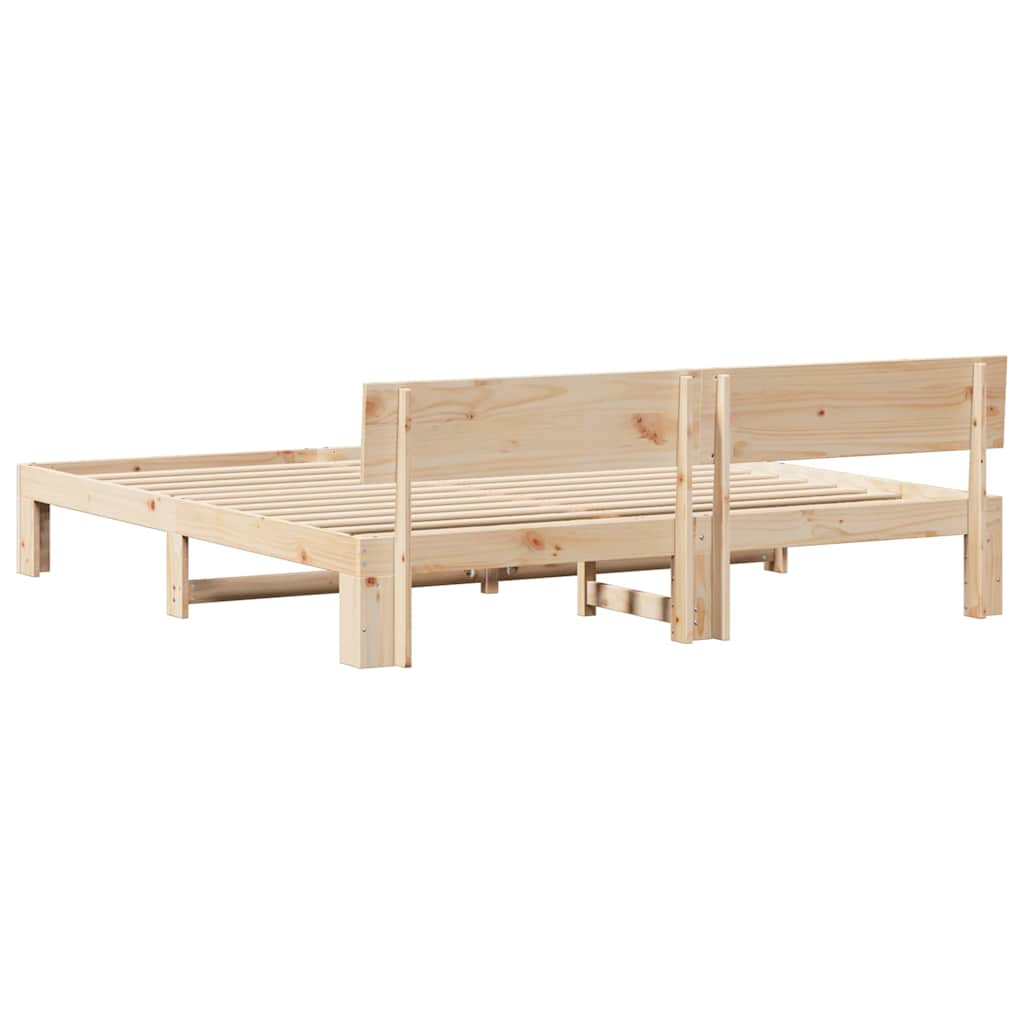 Bettgestell mit Kopfteil Braun 200 x 200 cm Massivholz Kiefer