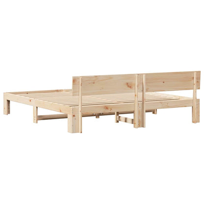Bettgestell mit Kopfteil Braun 200 x 200 cm Massivholz Kiefer