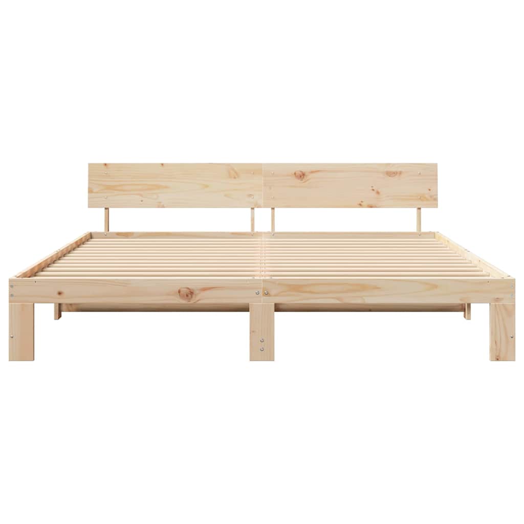 Bettgestell mit Kopfteil Braun 200 x 200 cm Massivholz Kiefer