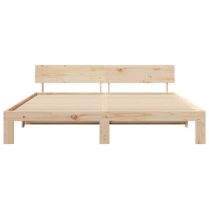 Bettgestell mit Kopfteil Braun 200 x 200 cm Massivholz Kiefer
