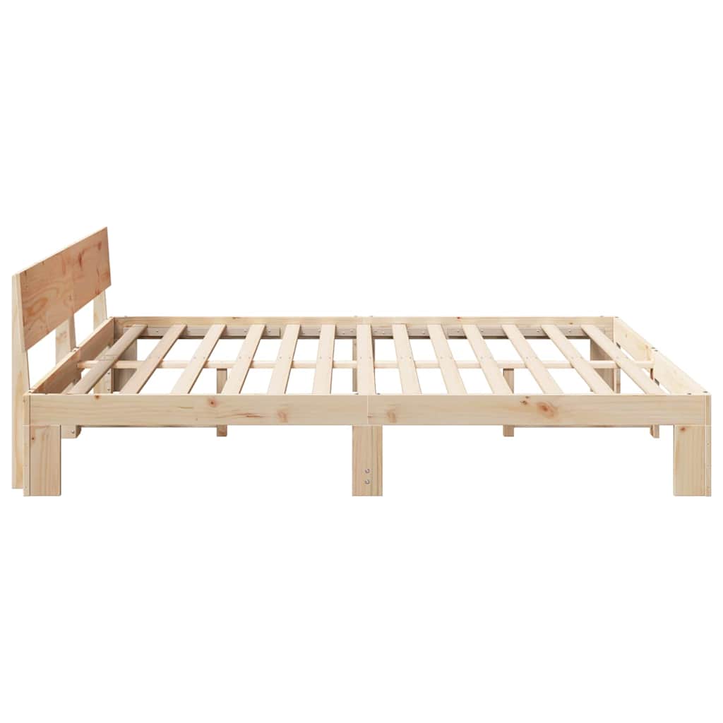 Bettgestell mit Kopfteil Braun 200 x 200 cm Massivholz Kiefer