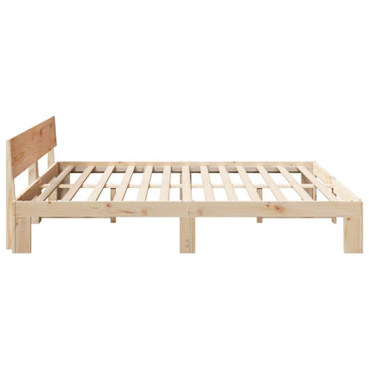 Bettgestell mit Kopfteil Braun 200 x 200 cm Massivholz Kiefer