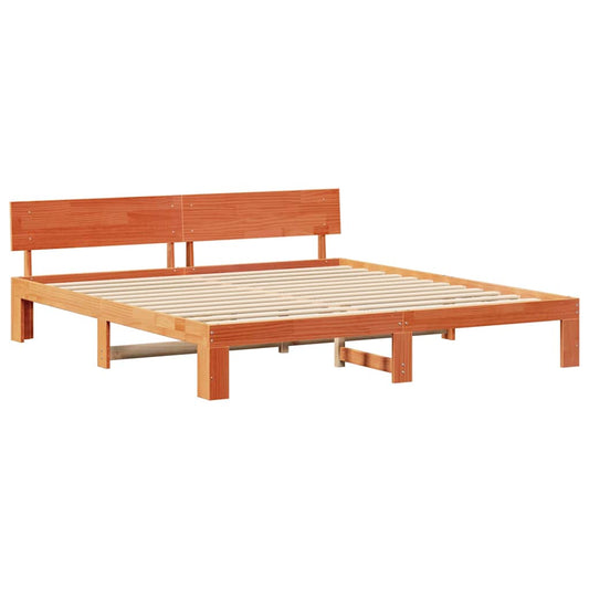 Bettgestell mit Kopfteil Braun 200 x 200 cm Massivholz Kiefer