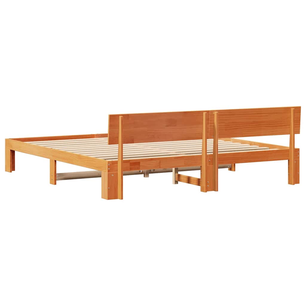 Bettgestell mit Kopfteil Braun 200 x 200 cm Massivholz Kiefer