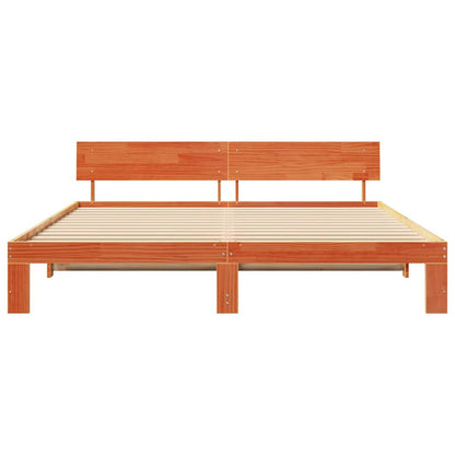 Bettgestell mit Kopfteil Braun 200 x 200 cm Massivholz Kiefer