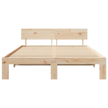 Bettgestell mit Kopfteil Braun 160 x 200 cm Massivholz Kiefer