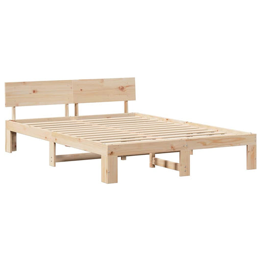 Bettgestell mit Kopfteil Braun 150 x 200 cm Massivholz Kiefer