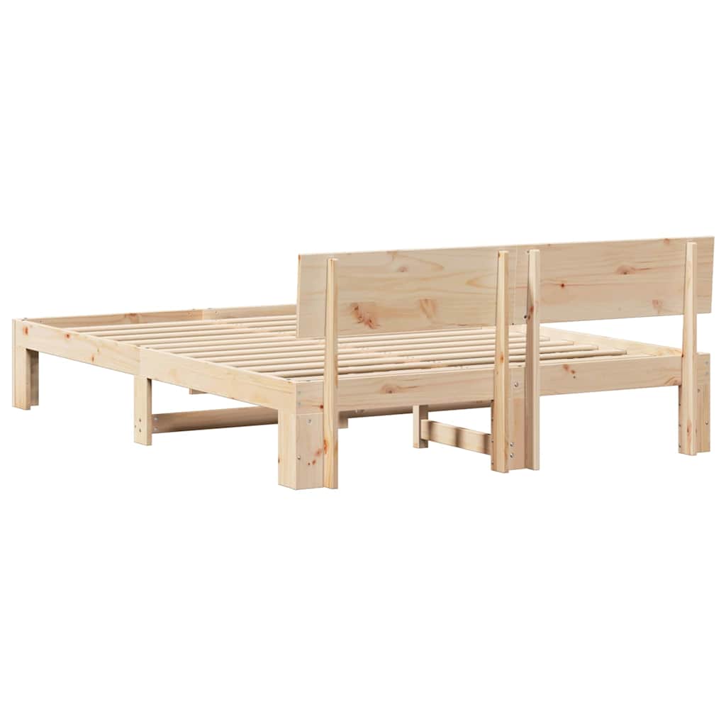 Bettgestell mit Kopfteil Braun 150 x 200 cm Massivholz Kiefer