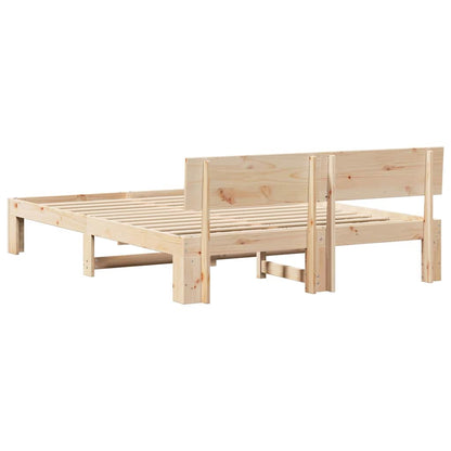 Bettgestell mit Kopfteil Braun 150 x 200 cm Massivholz Kiefer
