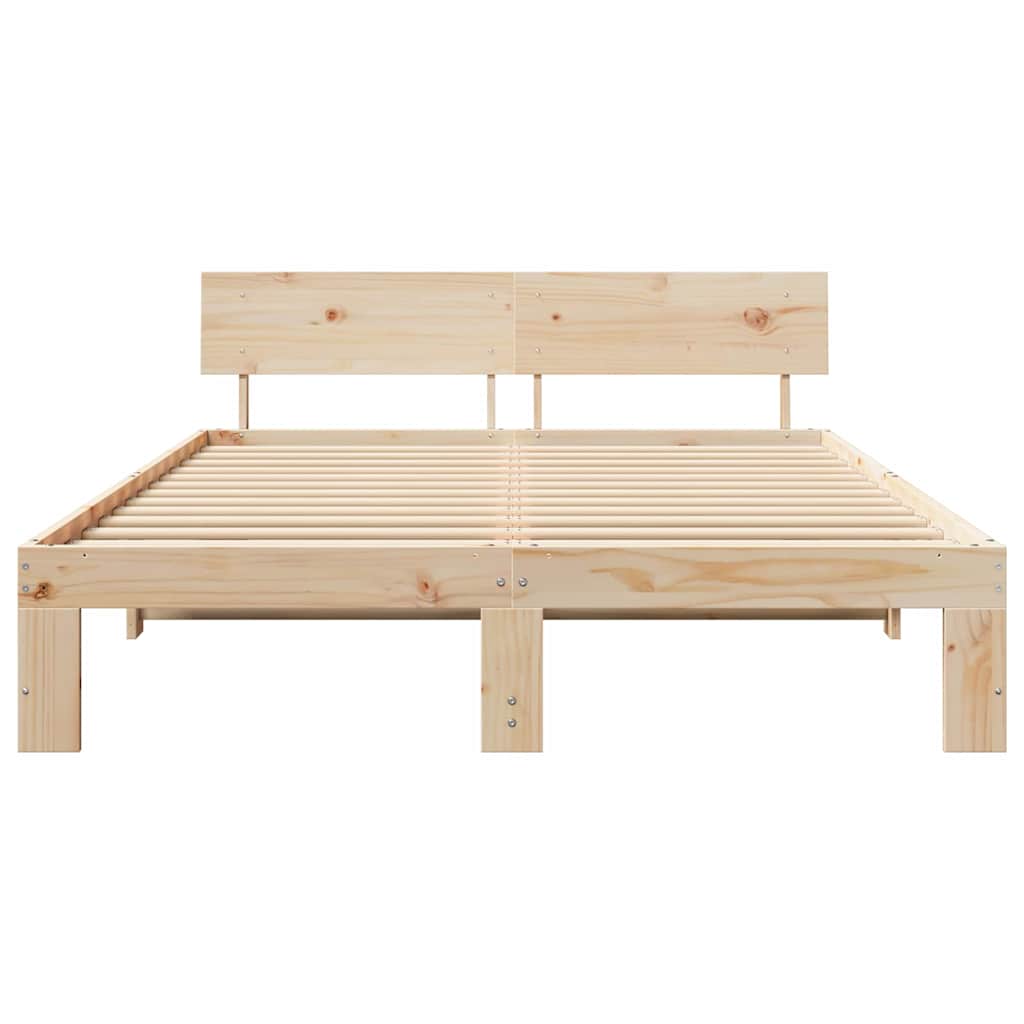 Bettgestell mit Kopfteil Braun 150 x 200 cm Massivholz Kiefer