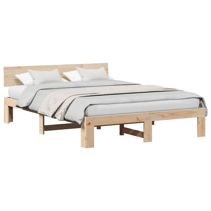 Bettgestell mit Kopfteil Braun 150 x 200 cm Massivholz Kiefer