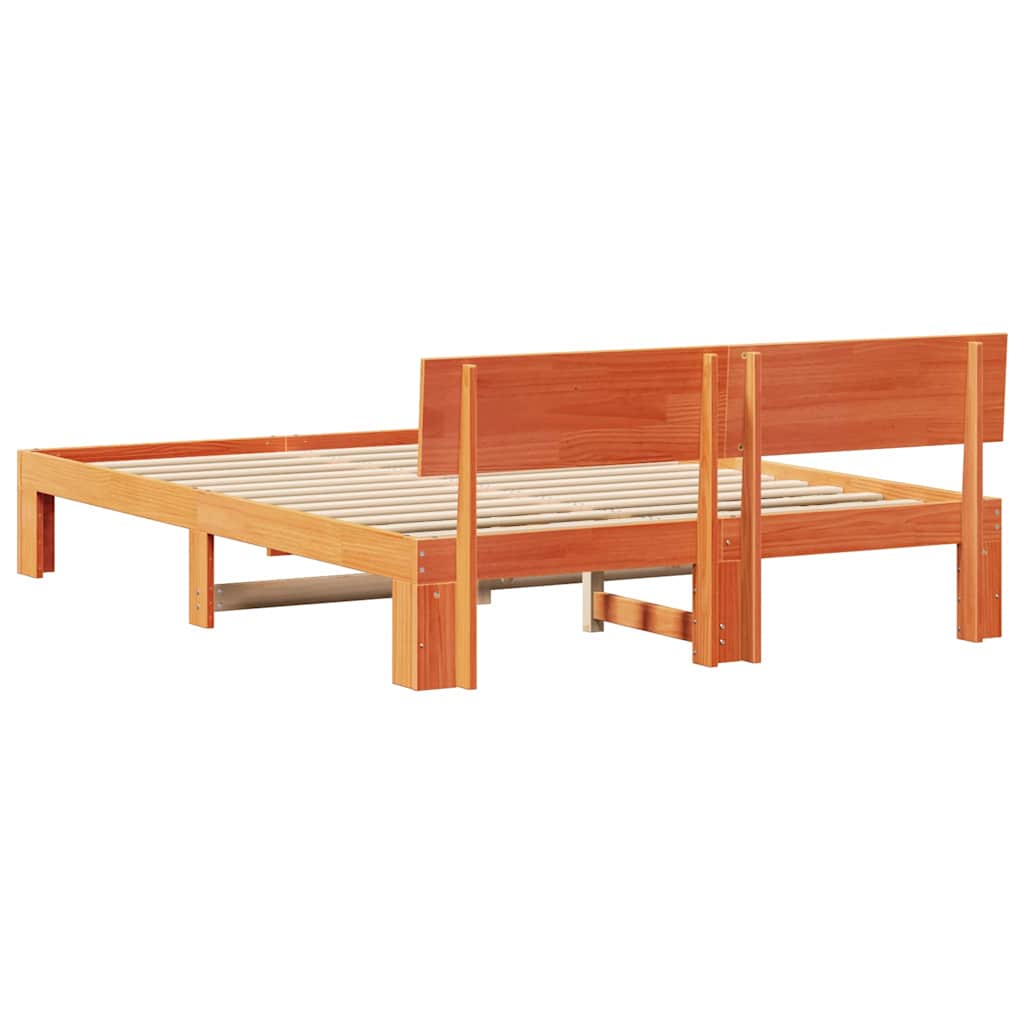 Bettgestell mit Kopfteil Braun 150 x 200 cm Massivholz Kiefer