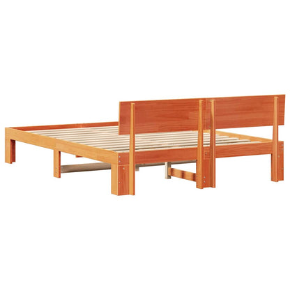 Bettgestell mit Kopfteil Braun 150 x 200 cm Massivholz Kiefer