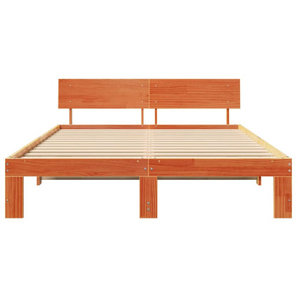 Bettgestell mit Kopfteil Braun 150 x 200 cm Massivholz Kiefer