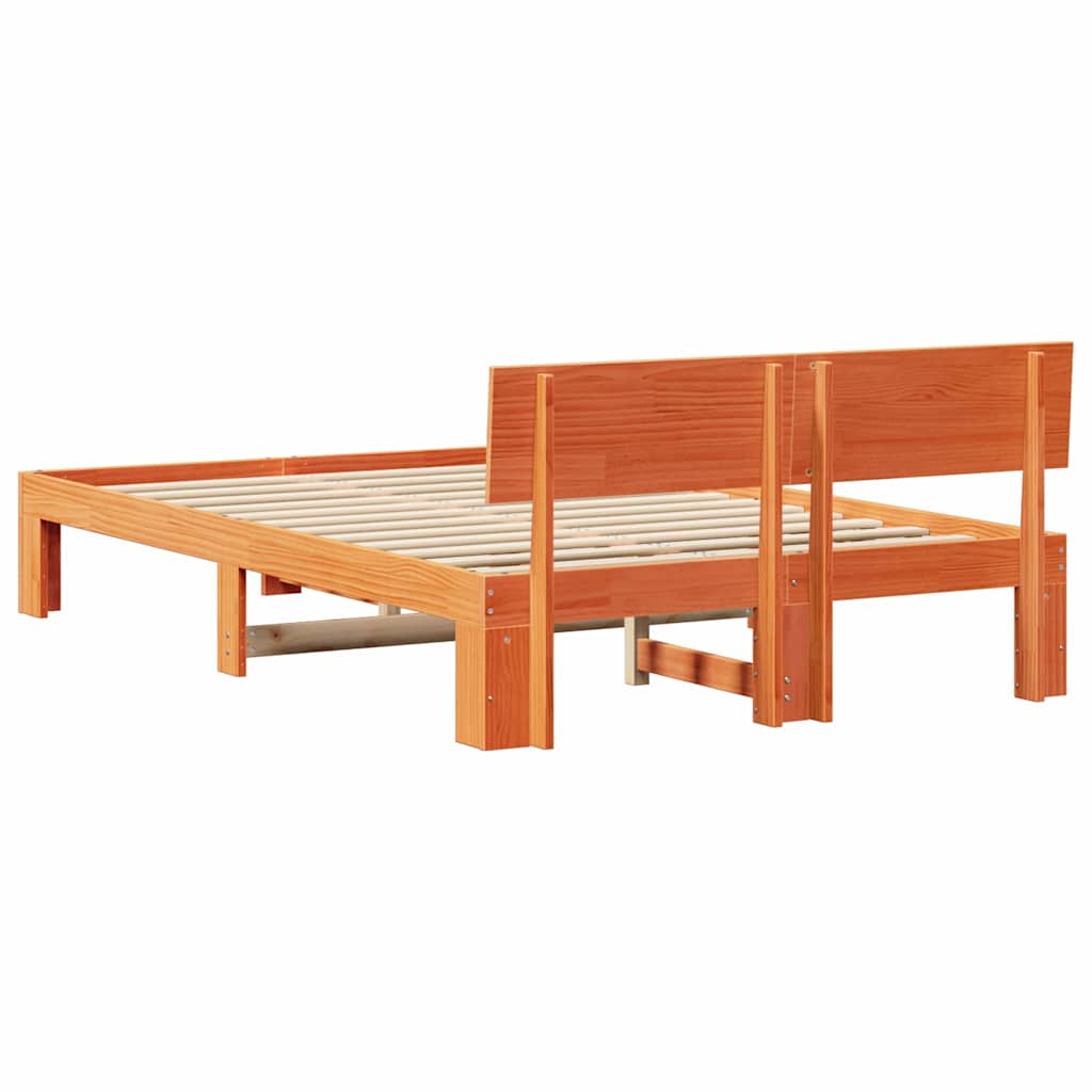 Bettgestell mit Kopfteil Braun 120 x 200 cm Massivholz Kiefer